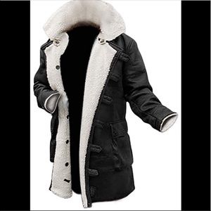 ⛄️ Vegan leather Sherpa man winter coat L